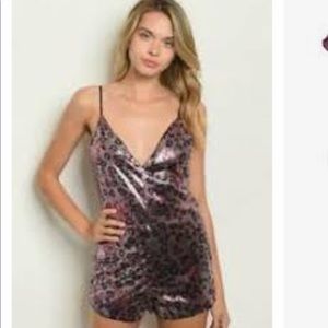 Honey Punch Sequin Plunging Neck Romper